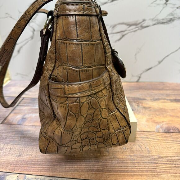Relic Faux Alligator Shoulder Handbag Purse Brown Double Handle - Picture 8 of 16
